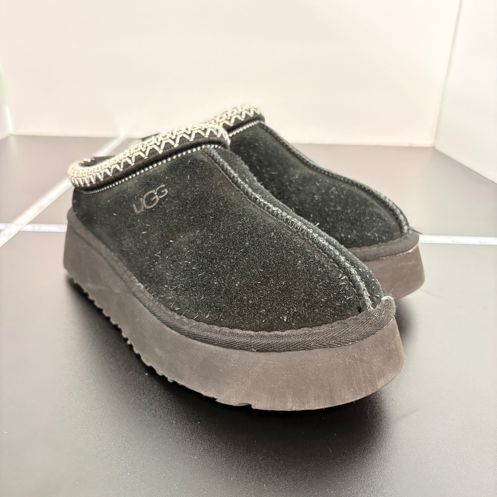 UGG Womens Tasman Platform Slippers Size 5 Black Suede Slip On 1122550